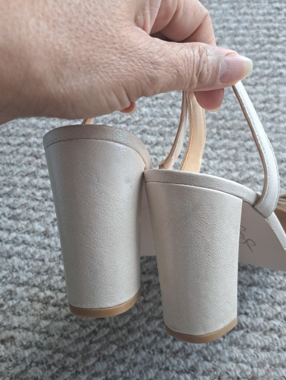 Jessica Simpson Nude Slingback Heels Size 9.5 SEE LAST PIC 4 PINKY NAIL SZ FLAW - Picture 4 of 7